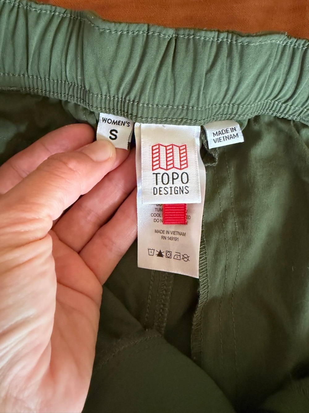 Topo Designs Olive Green Hiking Pants with Elastic Waist - Picture 4 of 5